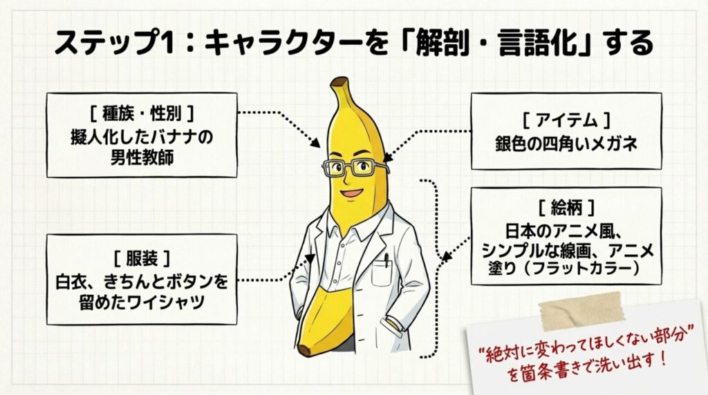 キャラクターの特徴を細かく言語化する